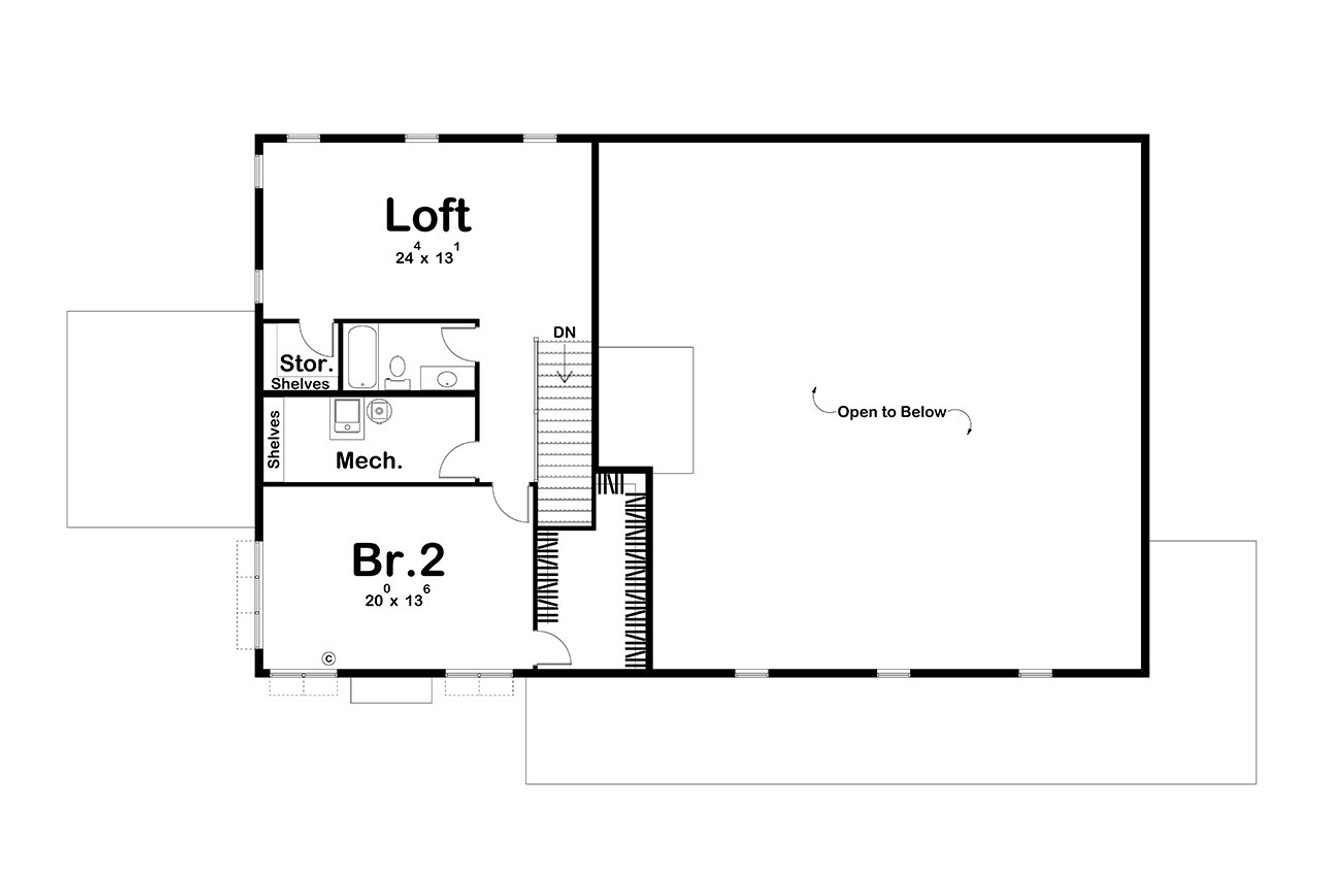 Farmhouse House Plan - Batenhorst 76129 - 2nd Floor Plan