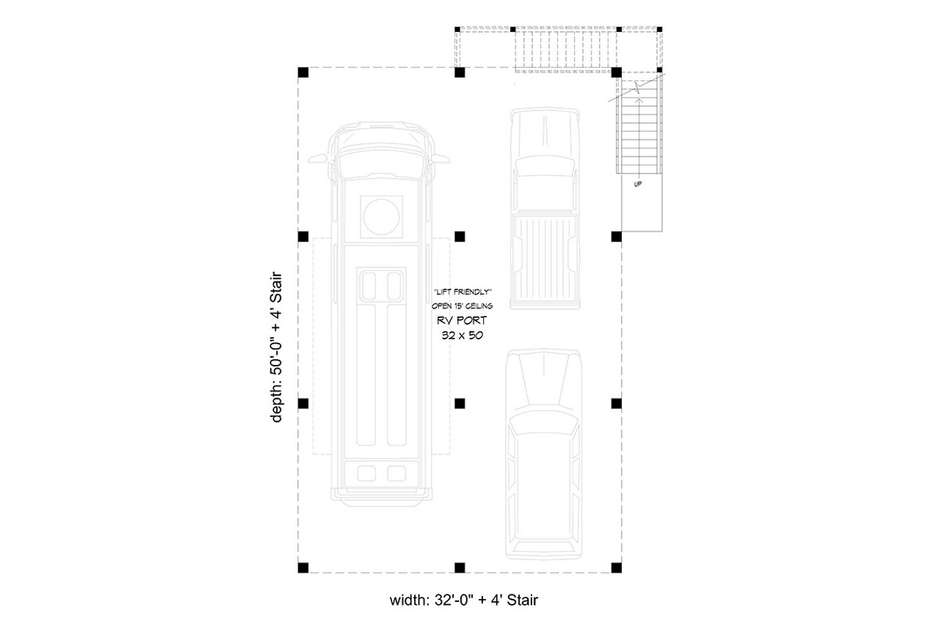 Traditional House Plan - Coffee Ridge RV Port 15077 - 1st Floor Plan