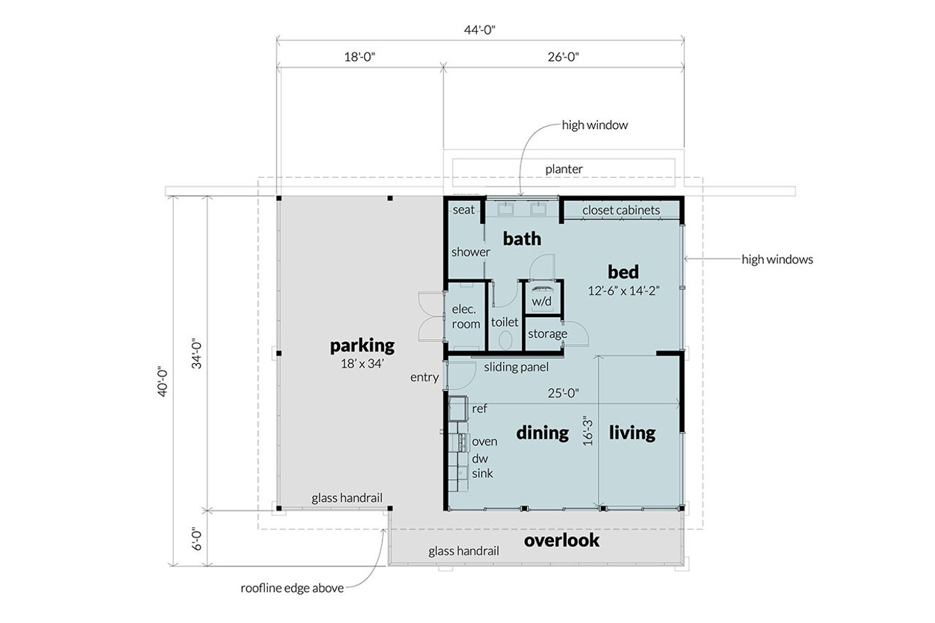 Modern House Plan - Honeysuckle 85466 - 1st Floor Plan
