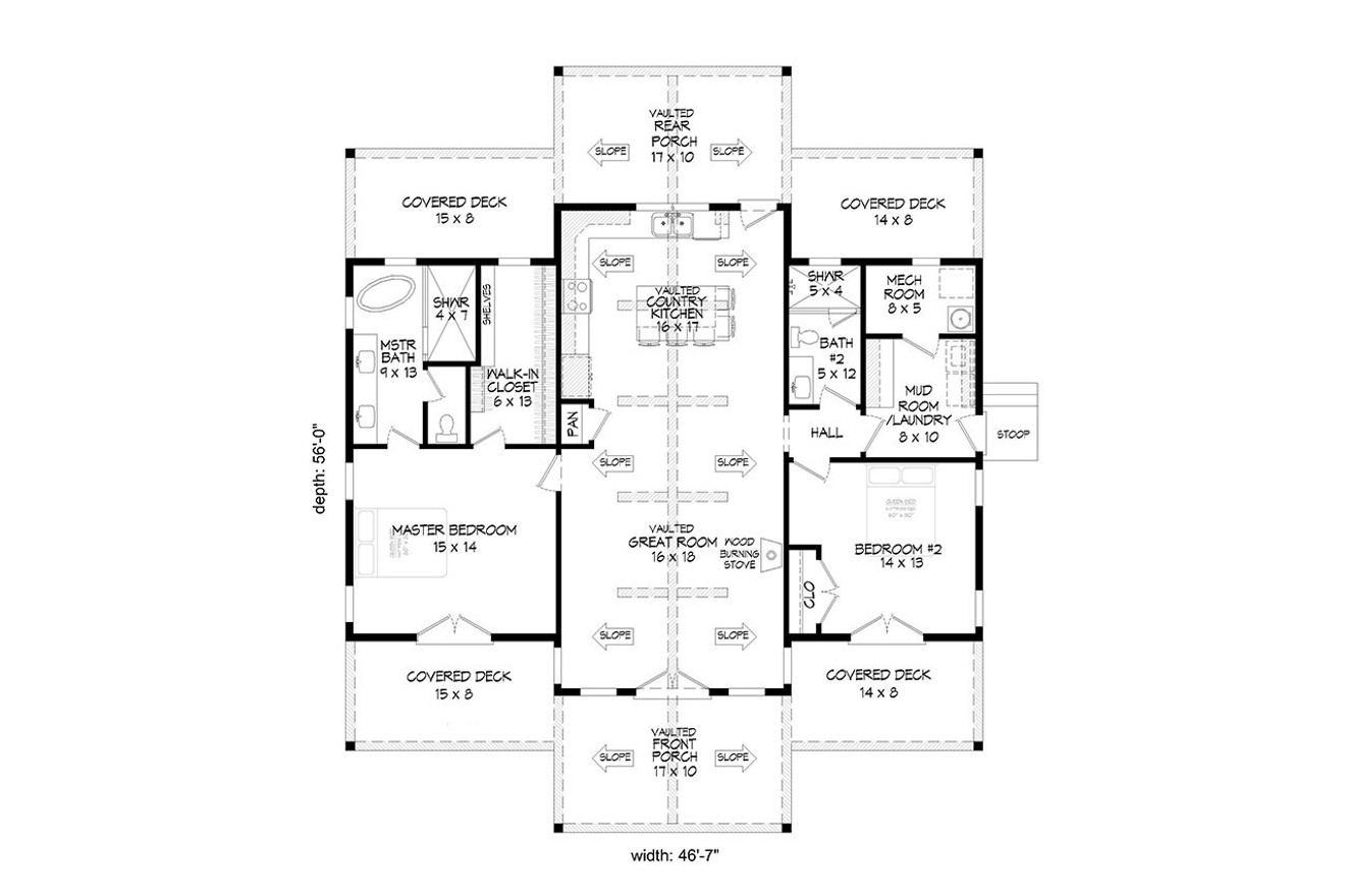 Lodge Style House Plan - 88049 - 1st Floor Plan