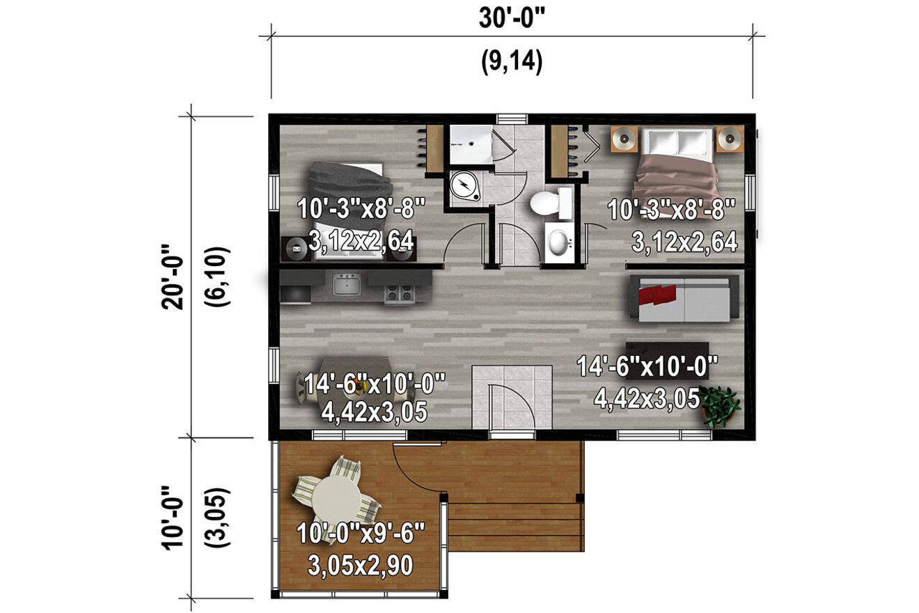 Modern House Plan - 45723 - 1st Floor Plan