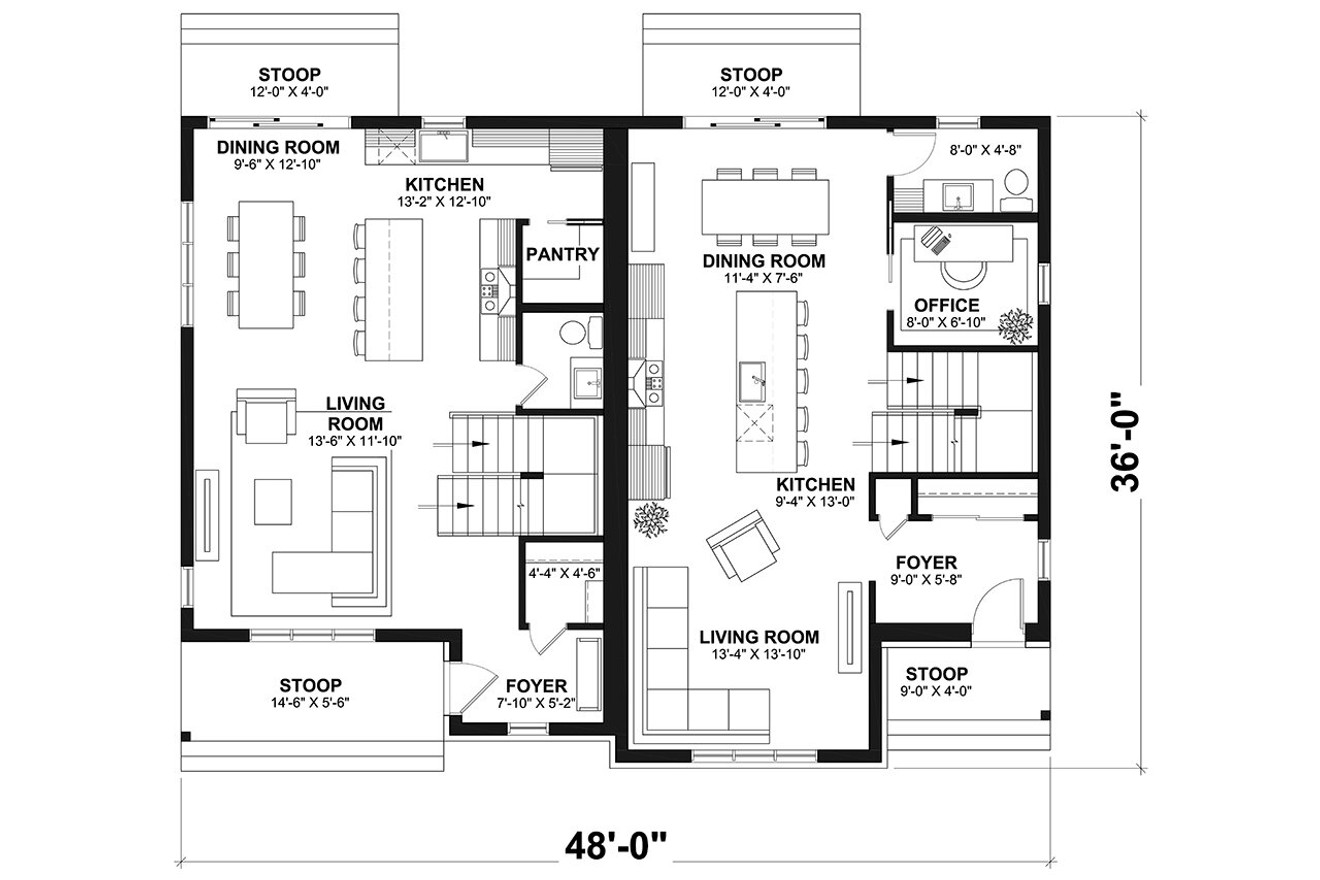Farmhouse House Plan - Dawson 45842 - 1st Floor Plan