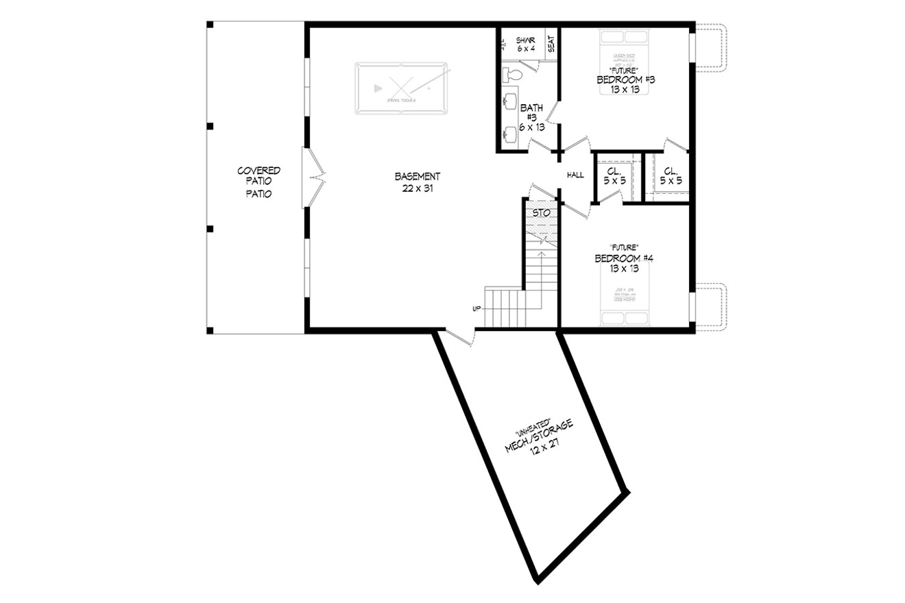 Craftsman House Plan - Pine Lake Pointe 86586 - Basement Floor Plan