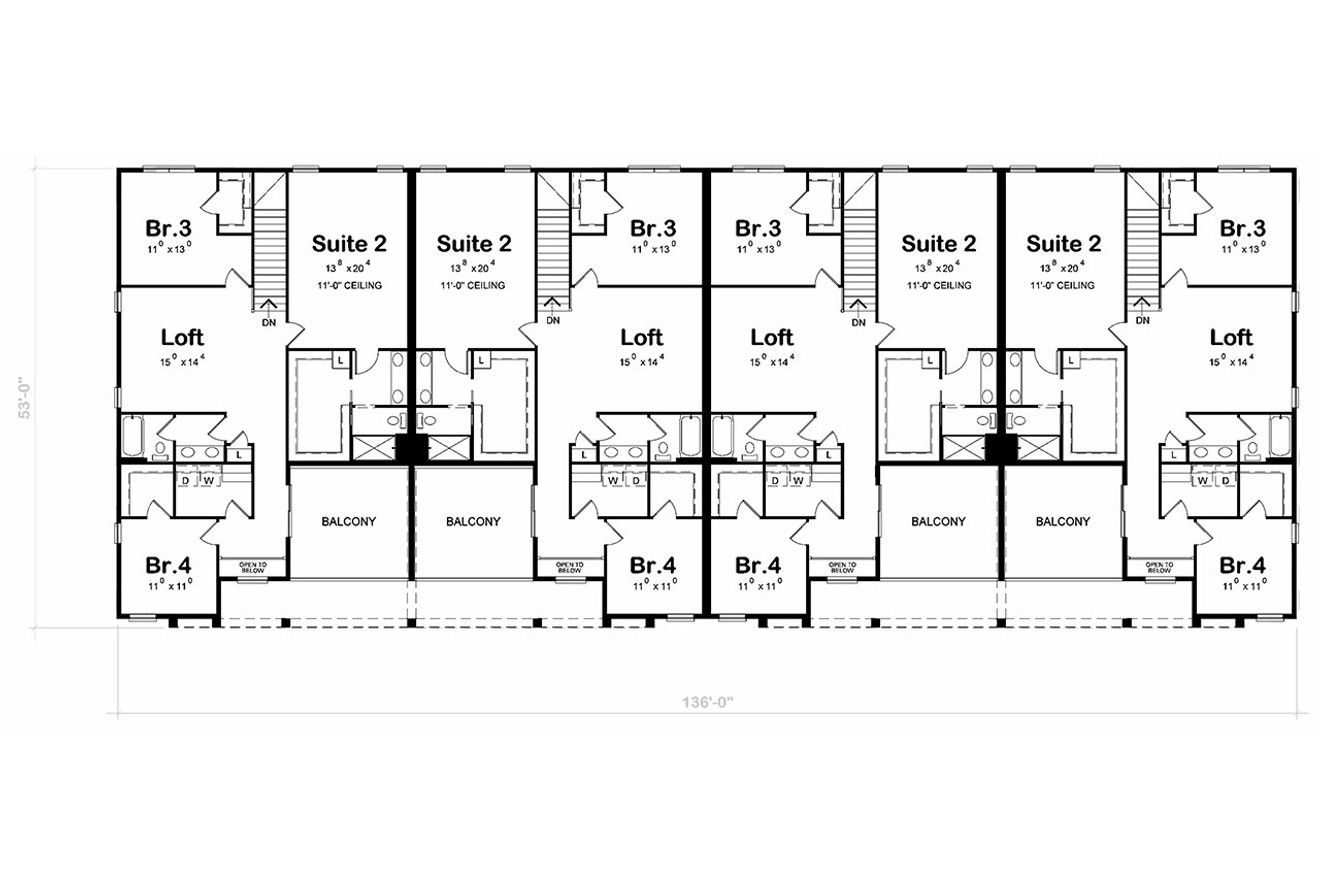 Secondary Image - Contemporary House Plan - FC Modern Quad 84432 - 2nd Floor Plan