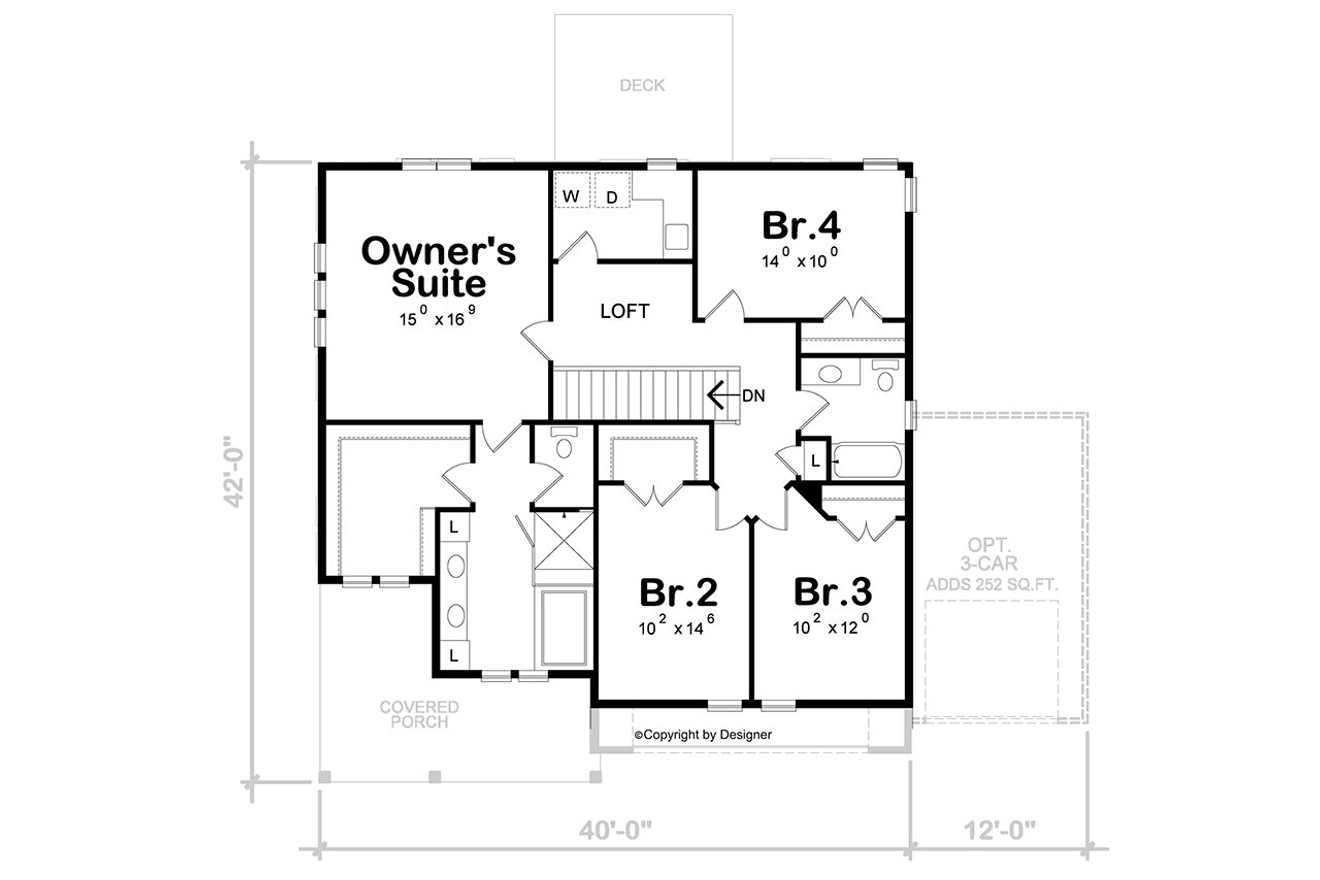 Secondary Image - Farmhouse House Plan - Ruby Modern Farmhouse 16064 - 2nd Floor Plan