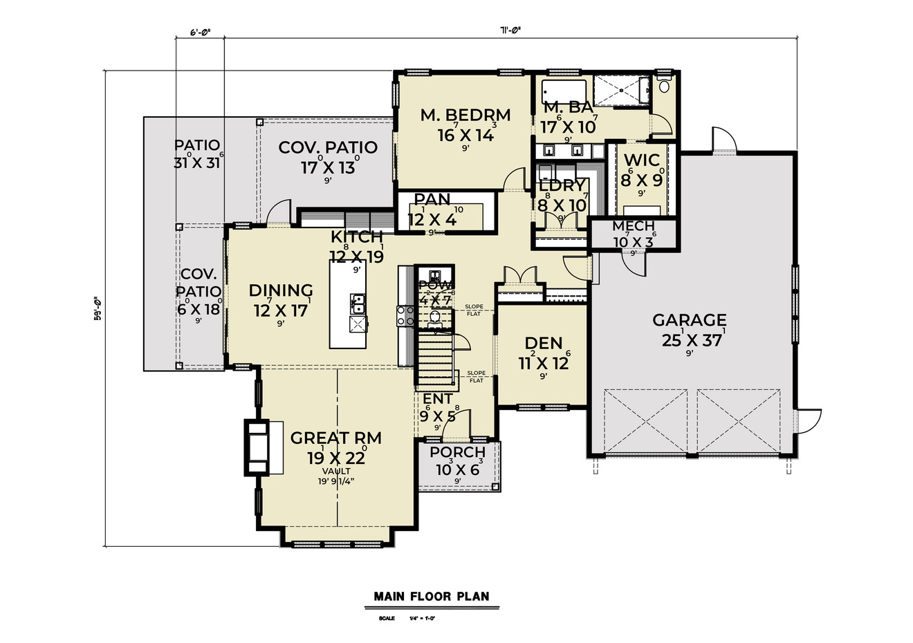 Modern House Plan - 63114 - 1st Floor Plan