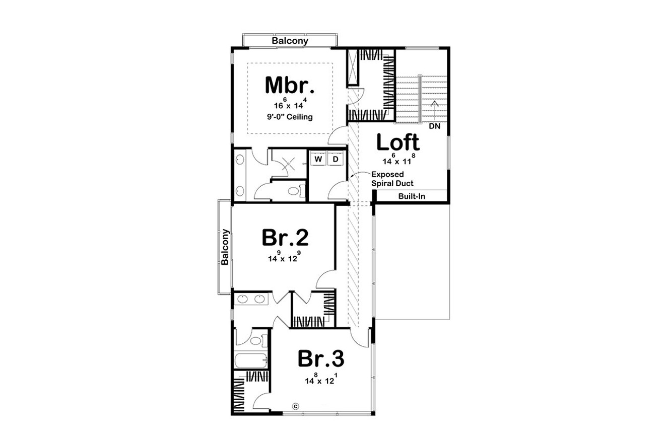 Secondary Image - Modern House Plan - Union Square 32636 - 2nd Floor Plan