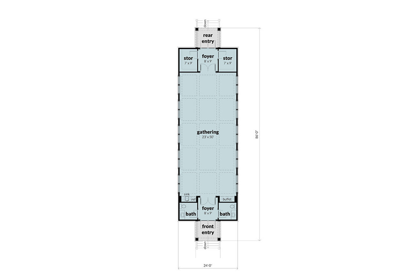 Shingle-Style House Plan - Orange Blossom 93621 - 1st Floor Plan
