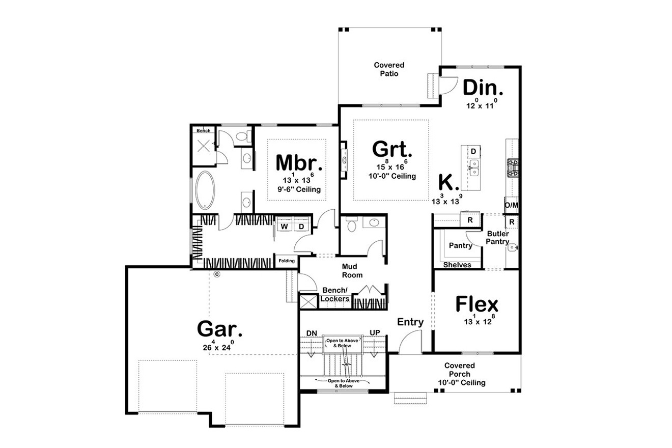 Farmhouse House Plan - Bandera Heights 70654 - 1st Floor Plan