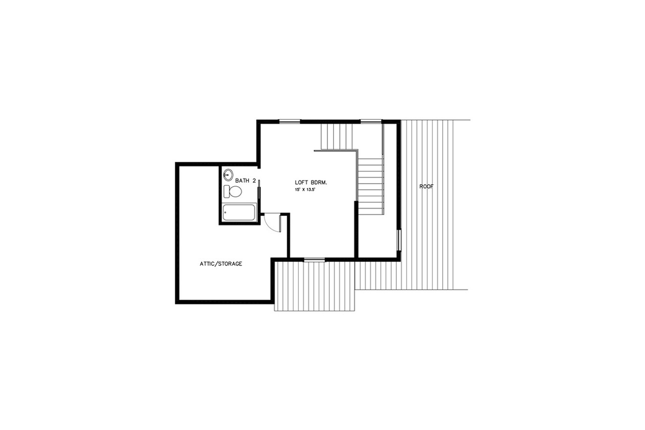 Secondary Image - Contemporary House Plan - Modern Loft House 62543 - 2nd Floor Plan