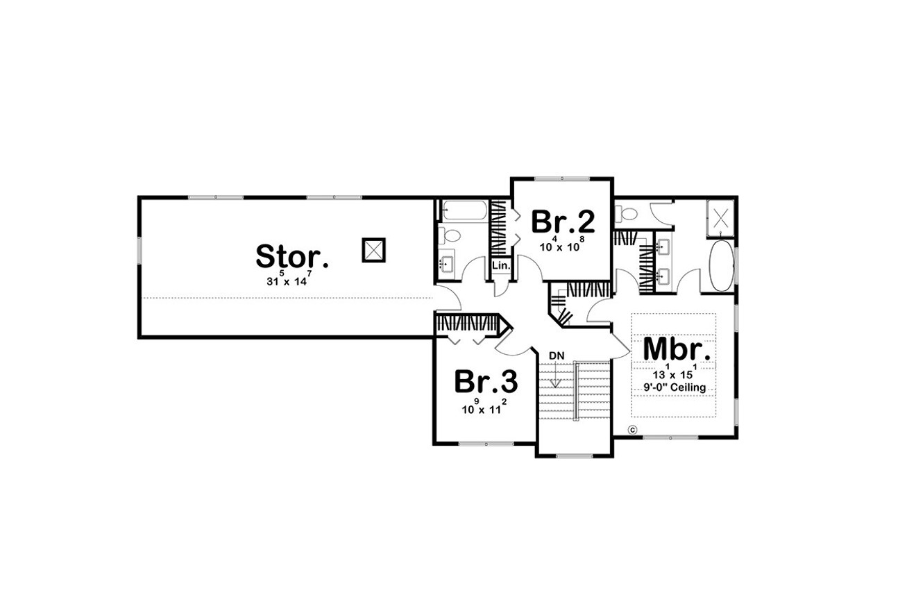 Secondary Image - Farmhouse House Plan - Herman Farm 64620 - 2nd Floor Plan
