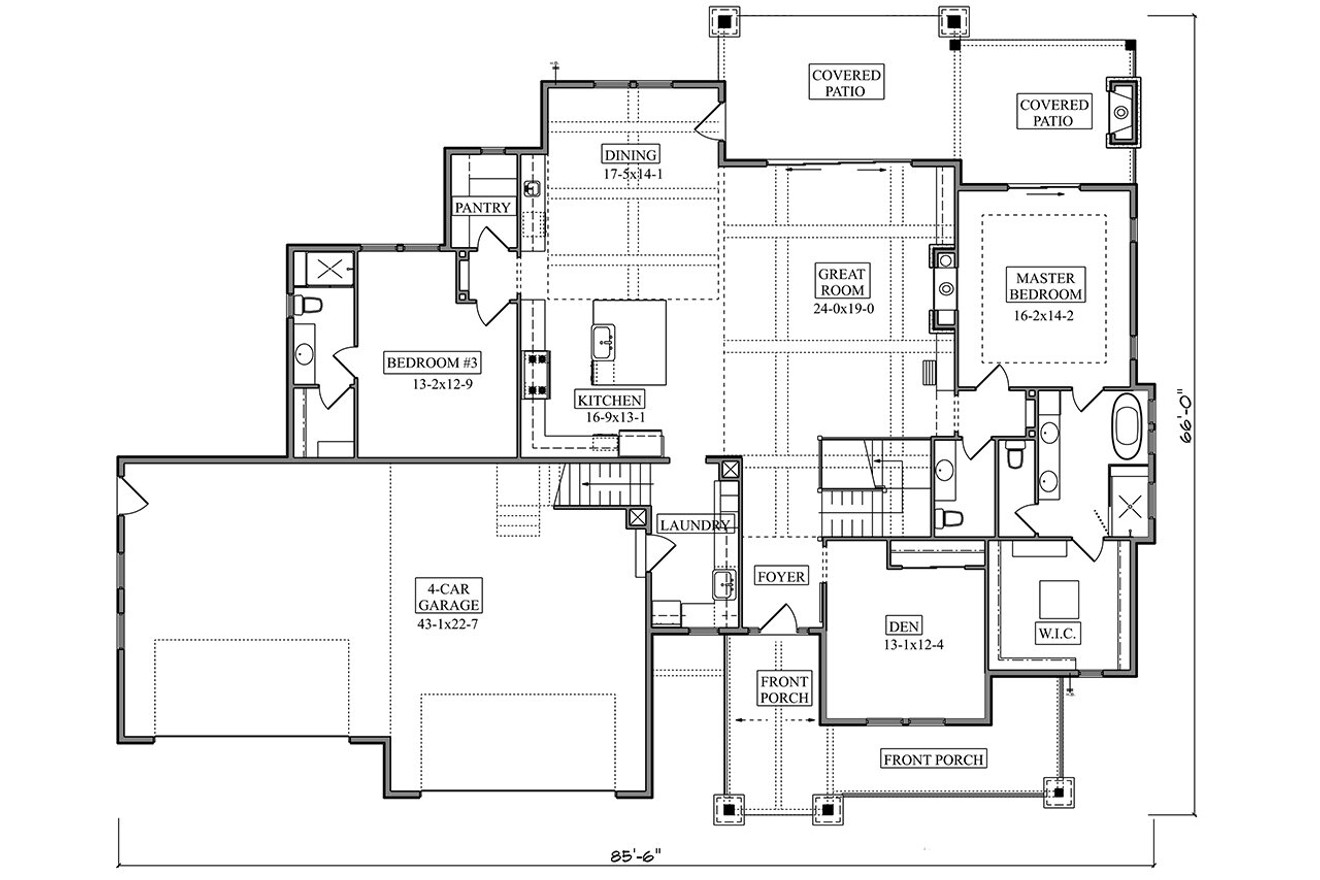 Craftsman House Plan - Skimmerhorn II 36830 - 1st Floor Plan