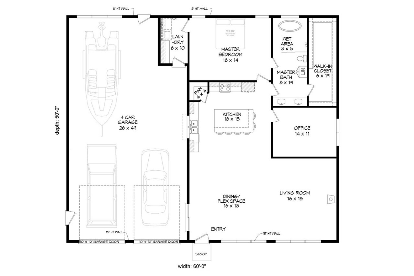 Contemporary House Plan - Tower Garage 5 33676 - 1st Floor Plan