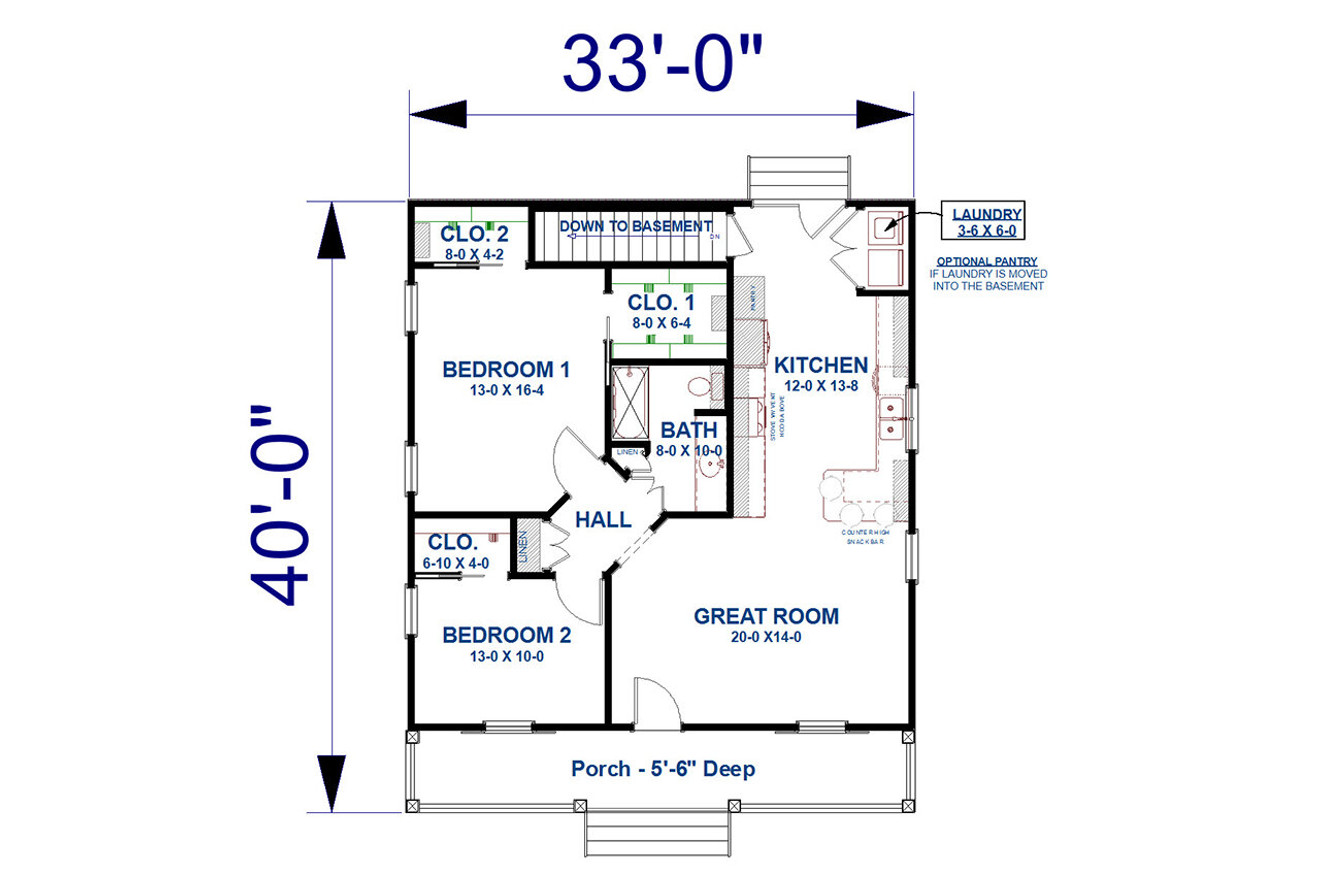 Cottage House Plan - 39408 - 1st Floor Plan