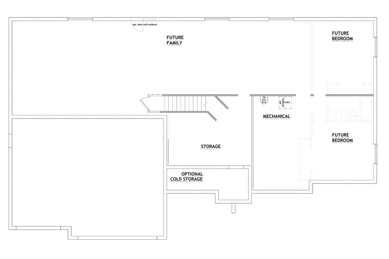 Traditional House Plan - 95932 - Basement Floor Plan