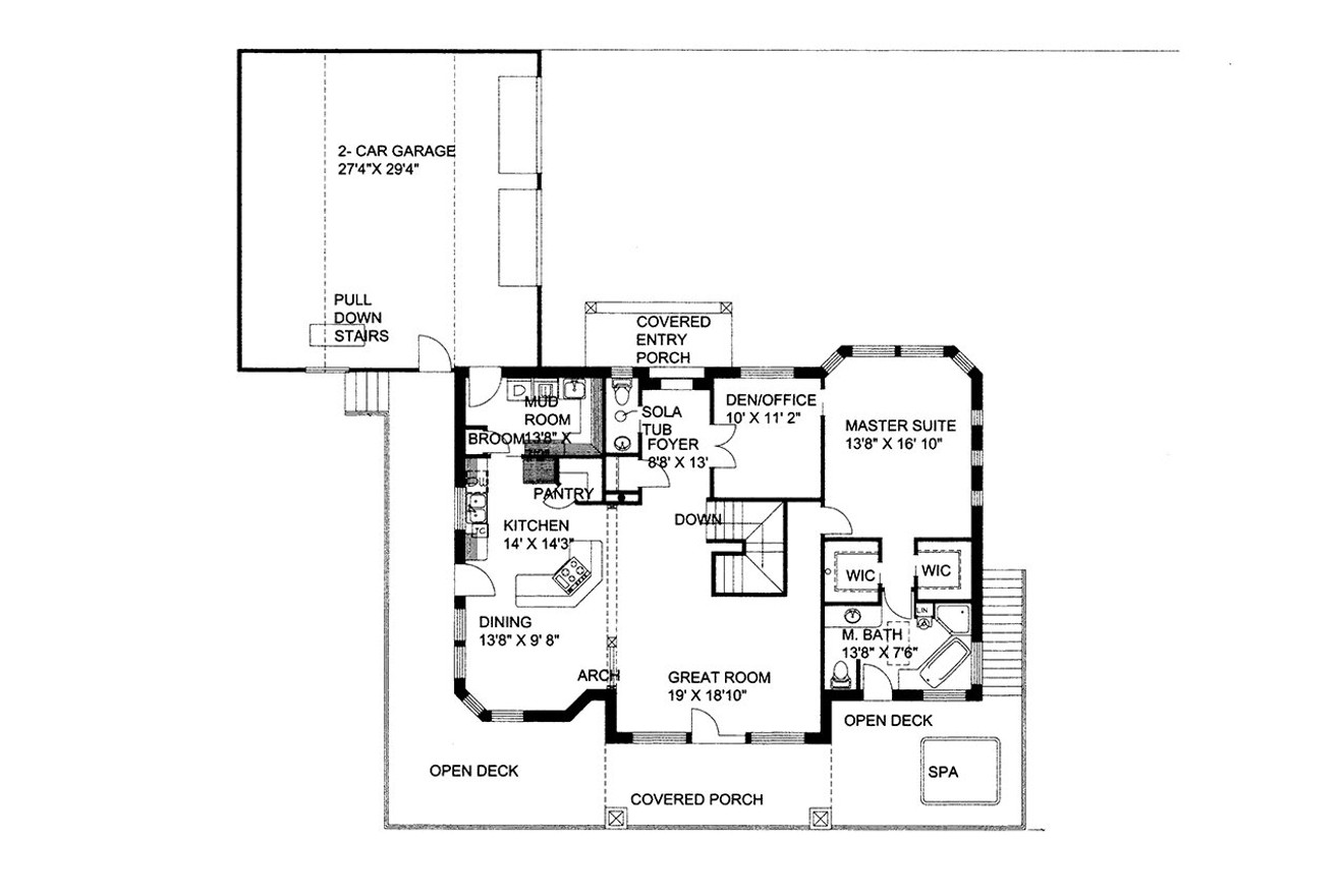 Traditional House Plan - 61554 - 1st Floor Plan