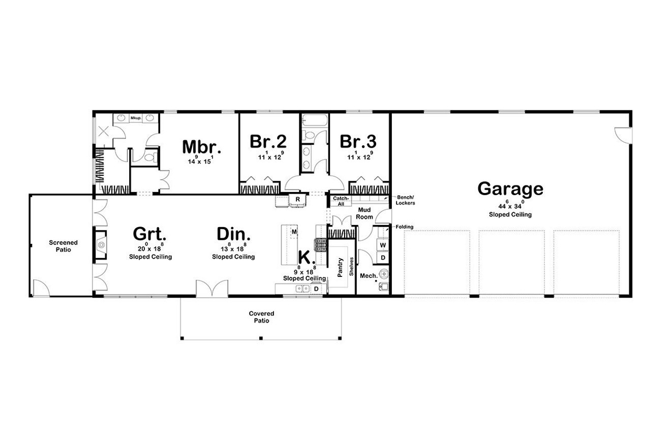 Modern House Plan - Shreveport 82942 - 1st Floor Plan