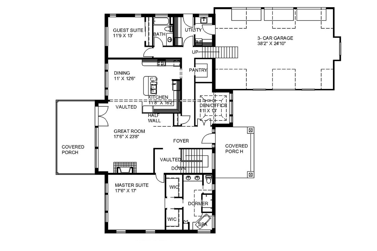 Craftsman House Plan - 82634 - 1st Floor Plan