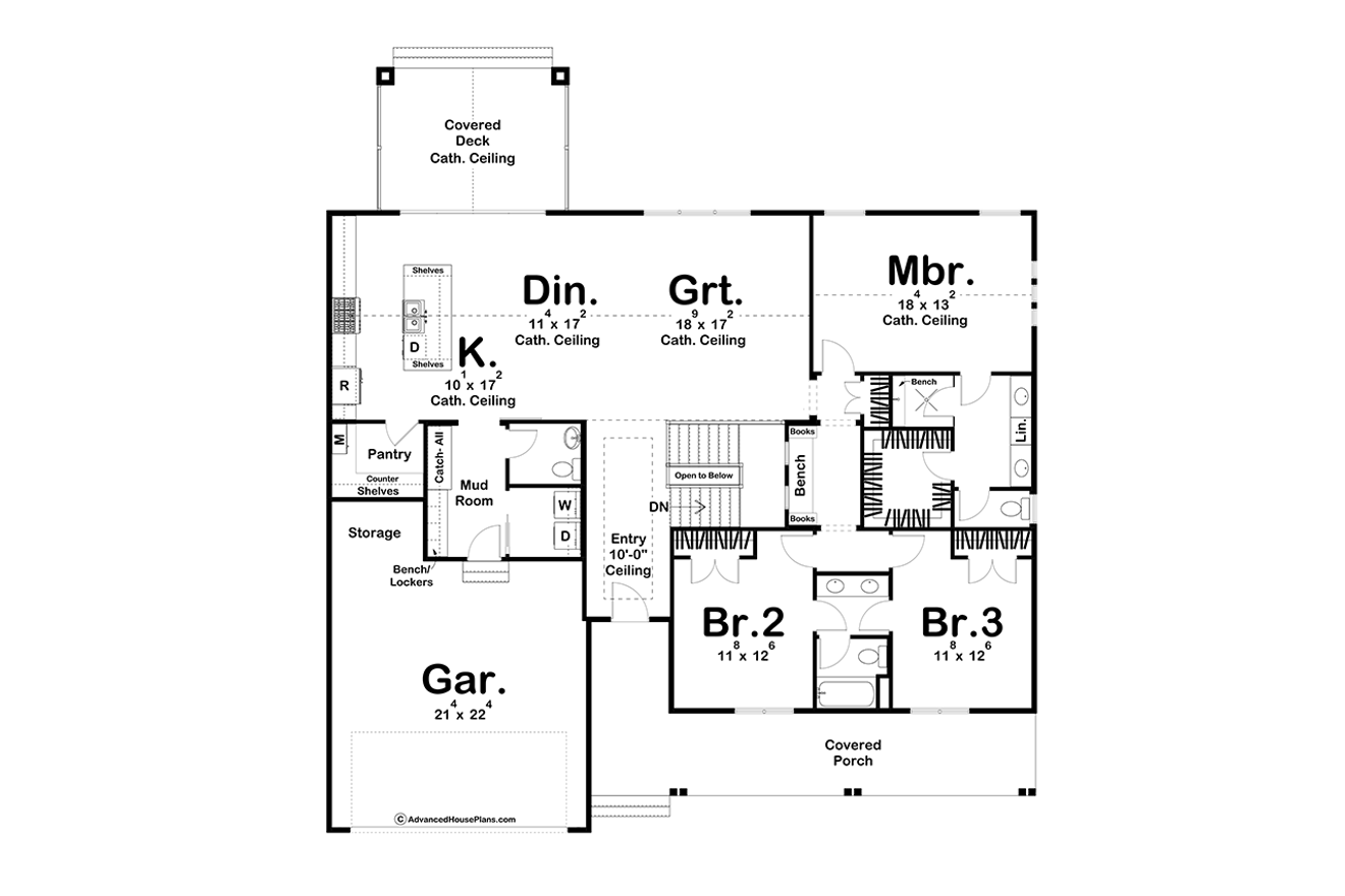 Ranch House Plan - Minderman 23737 - 1st Floor Plan