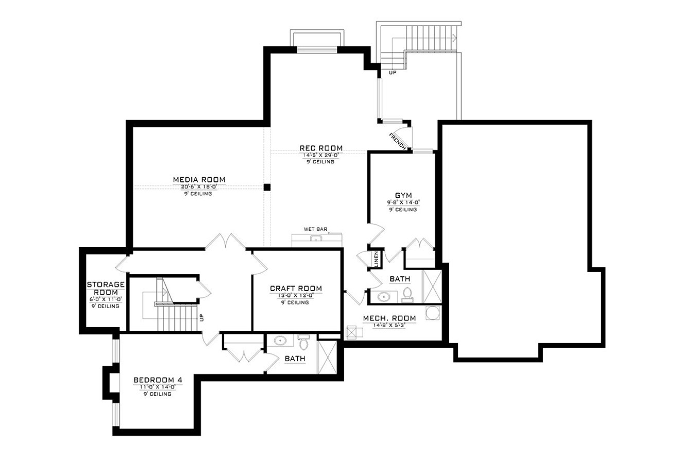 Craftsman House Plan - 56110 - Basement Floor Plan