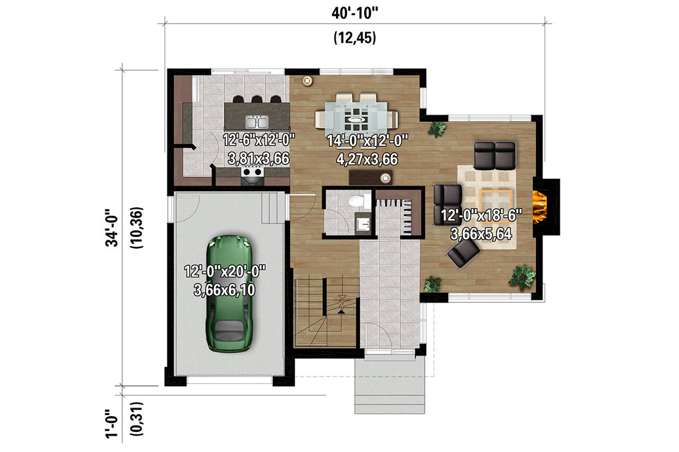 Contemporary House Plan - 38929 - 1st Floor Plan