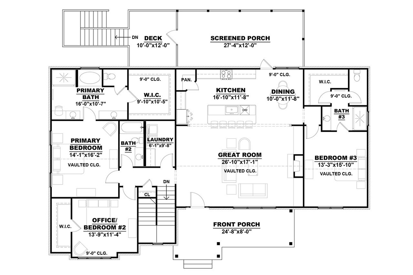 Craftsman House Plan - Johnston 48896 - 1st Floor Plan