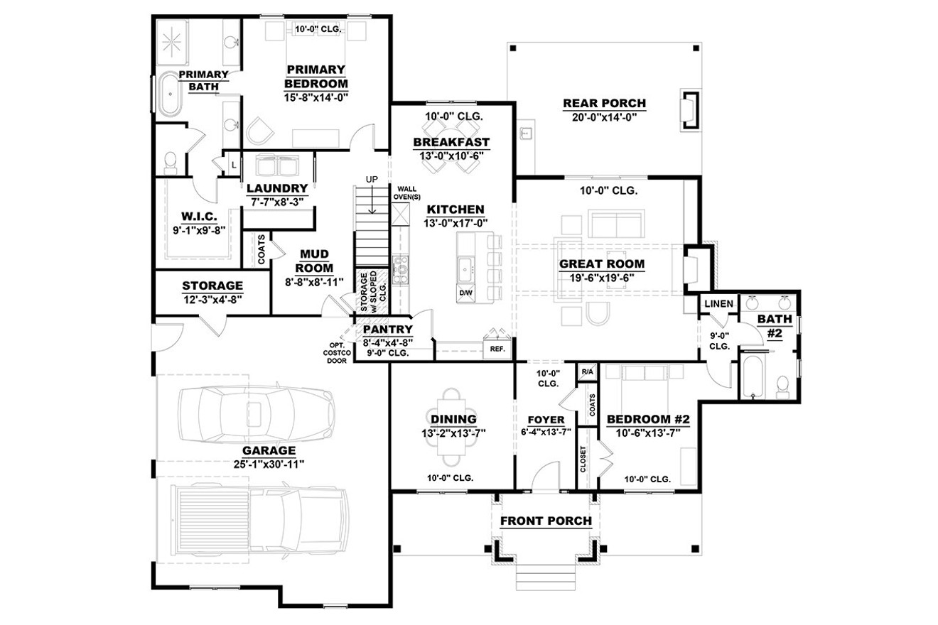 Country House Plan - 65528 - 1st Floor Plan