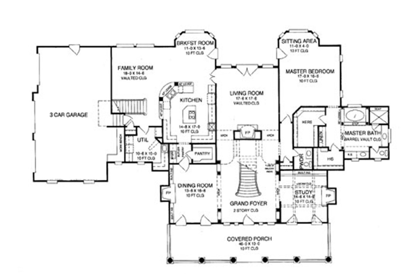 Southern House Plan - Briars 34524 - 1st Floor Plan