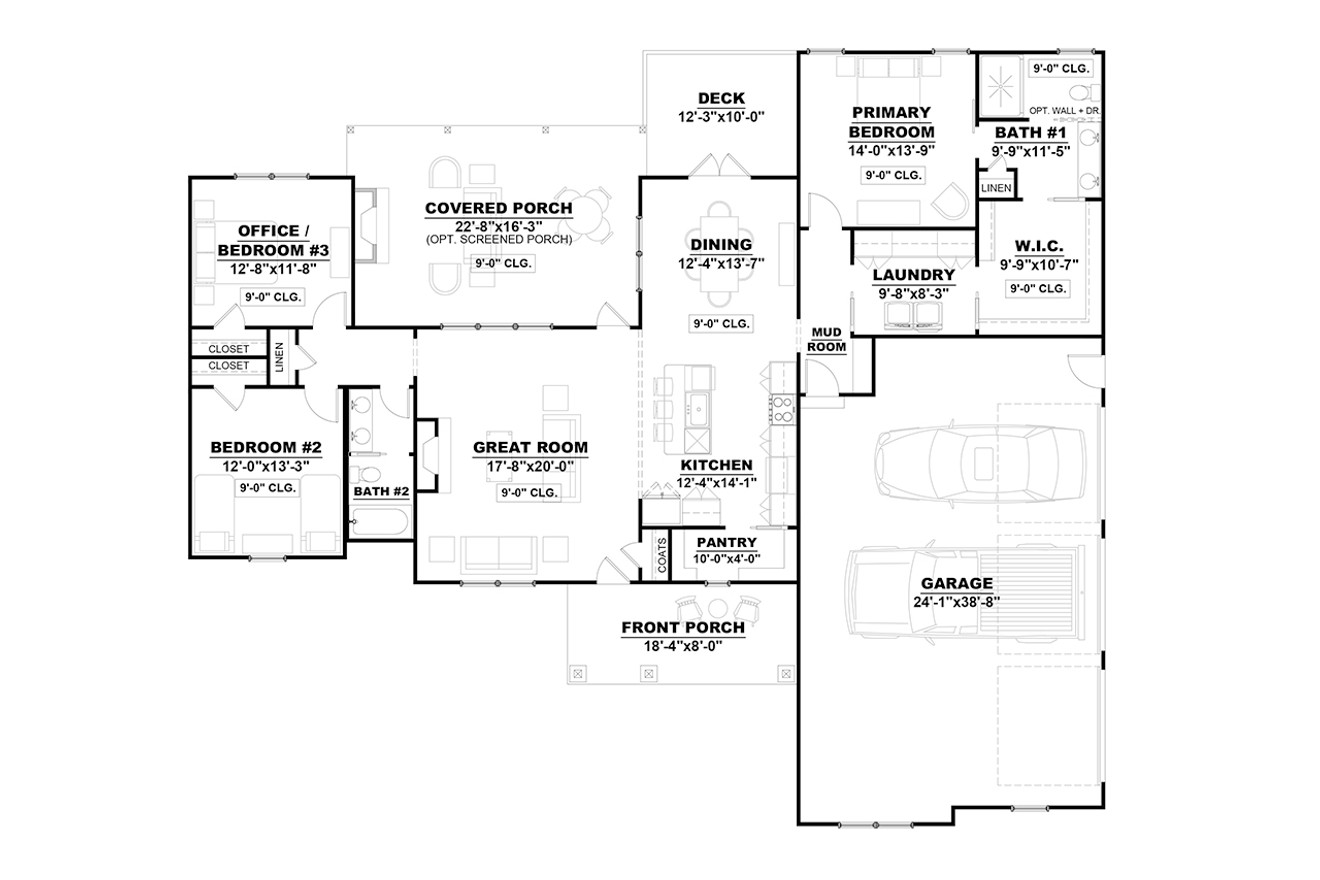 Ranch House Plan - Harrell 1 97066 - Optional Floor Plan