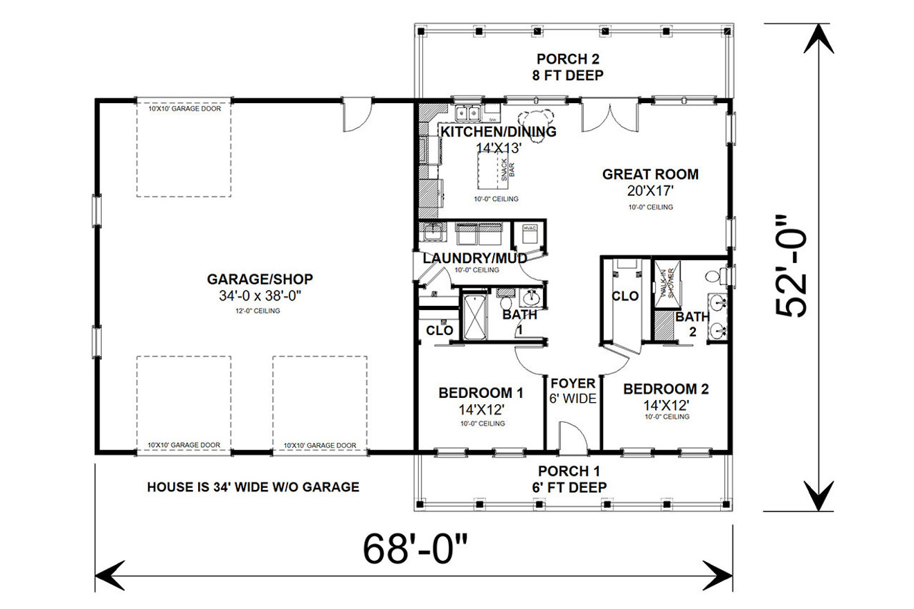 Farmhouse House Plan - 82857 - 1st Floor Plan