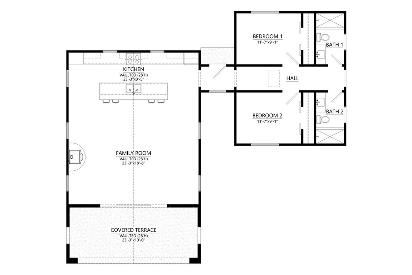 Modern House Plan - 17076 - 1st Floor Plan