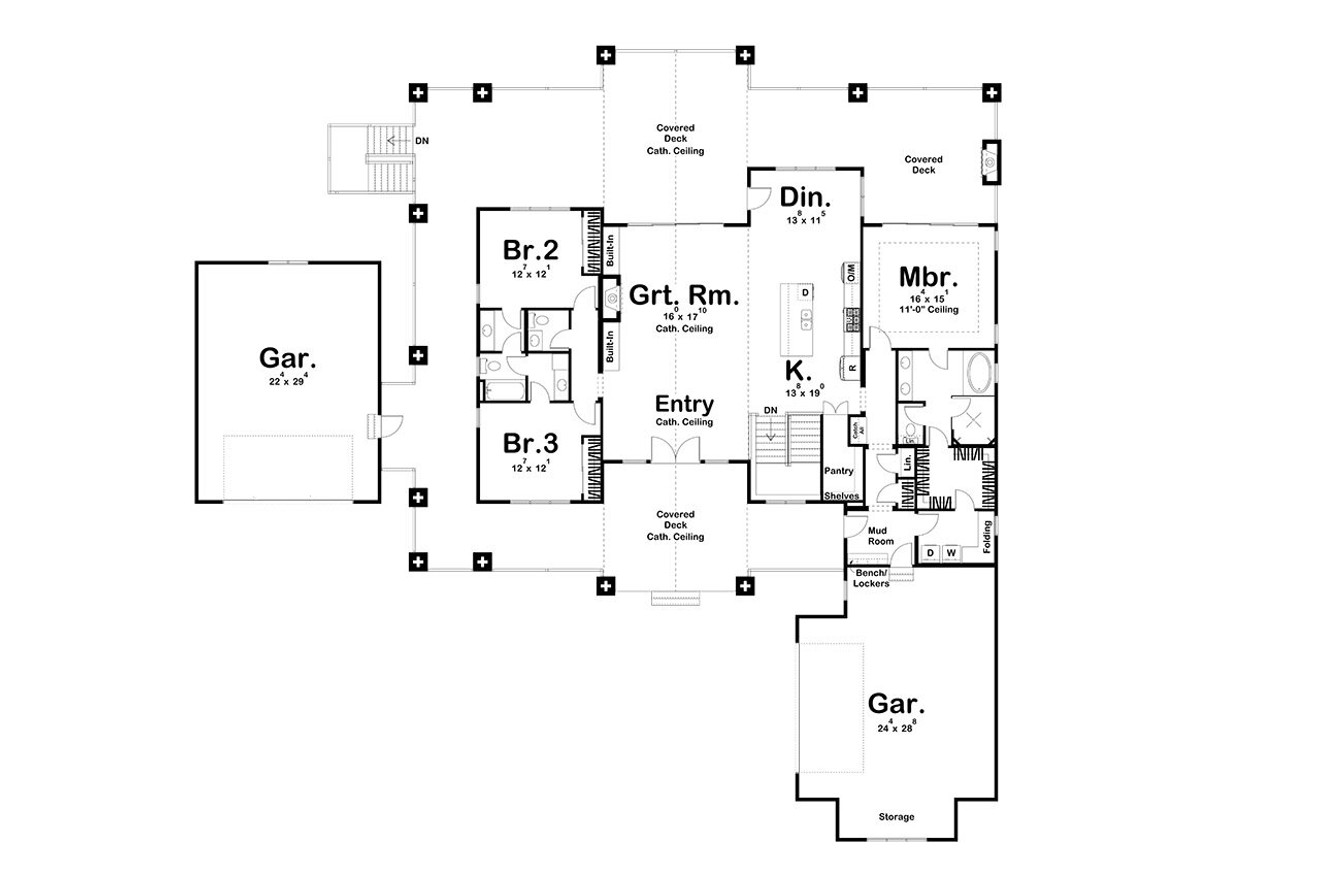 Farmhouse House Plan - Copper Mill 78280 - 1st Floor Plan