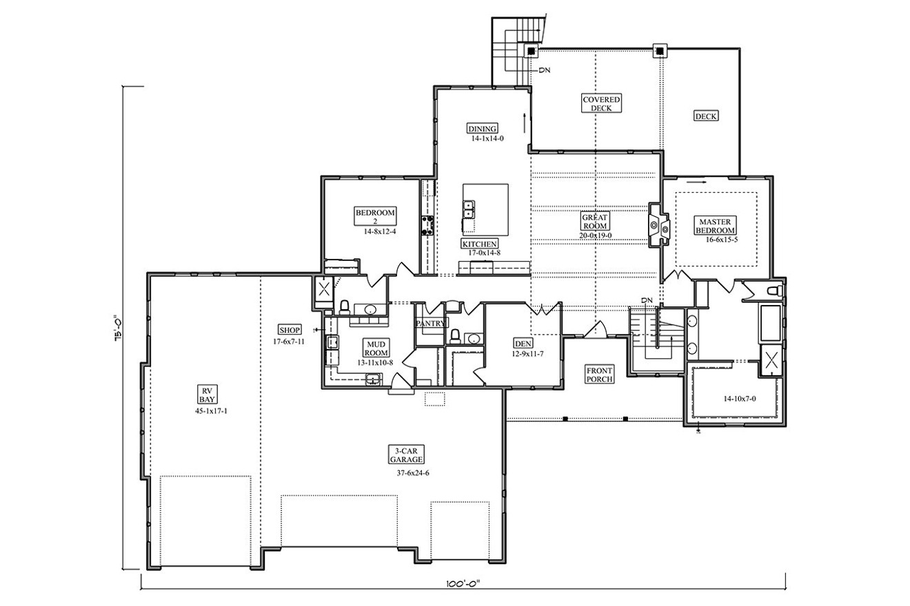 Lodge Style House Plan - Tekoa 21111 - 1st Floor Plan