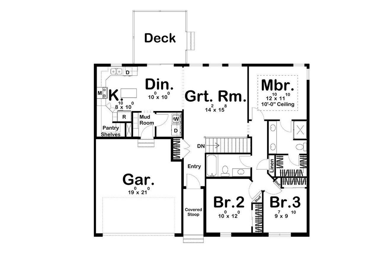Ranch House Plan - Crofton 95264 - 1st Floor Plan