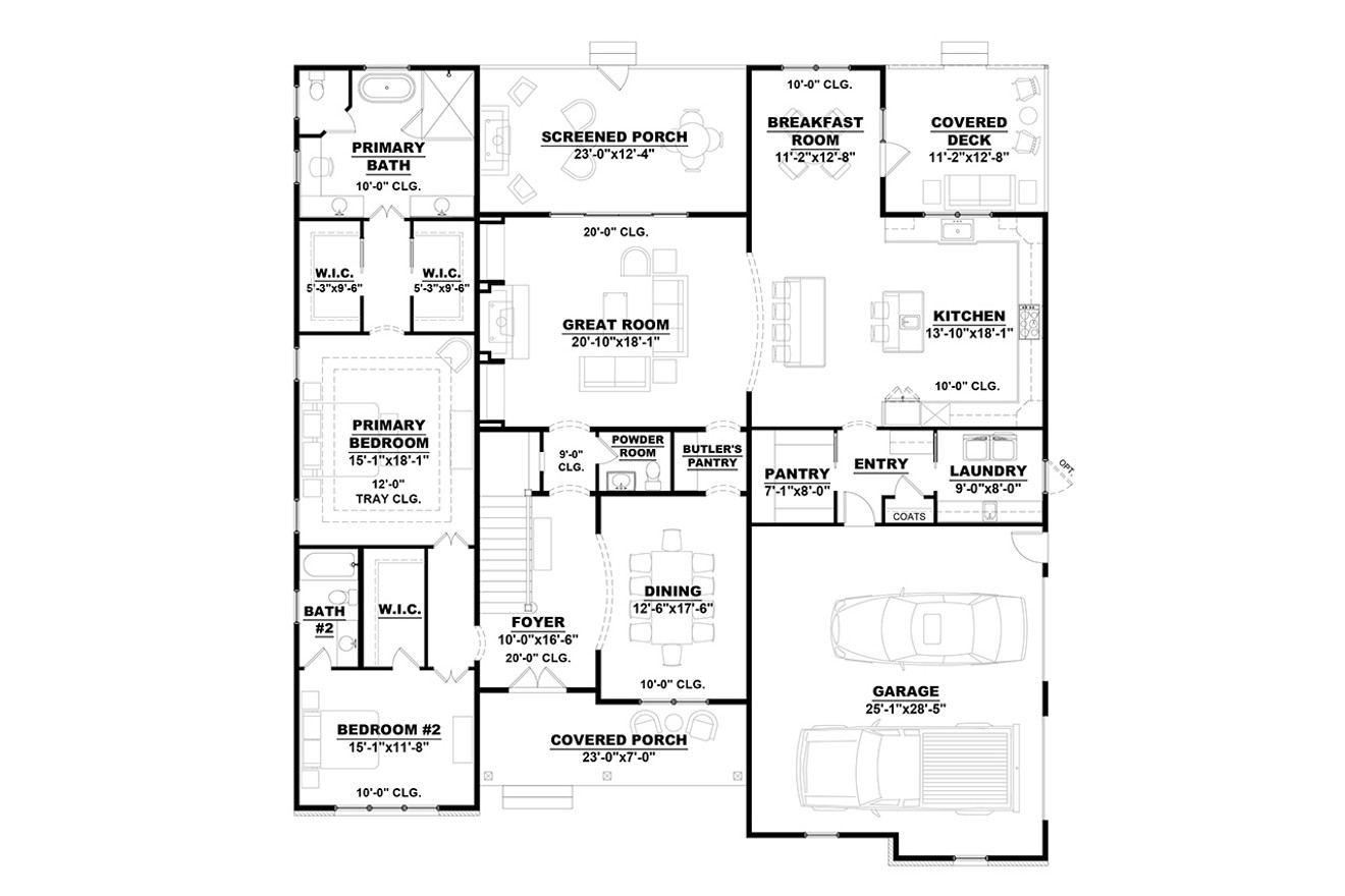 Country House Plan - Raines 2 36747 - 1st Floor Plan