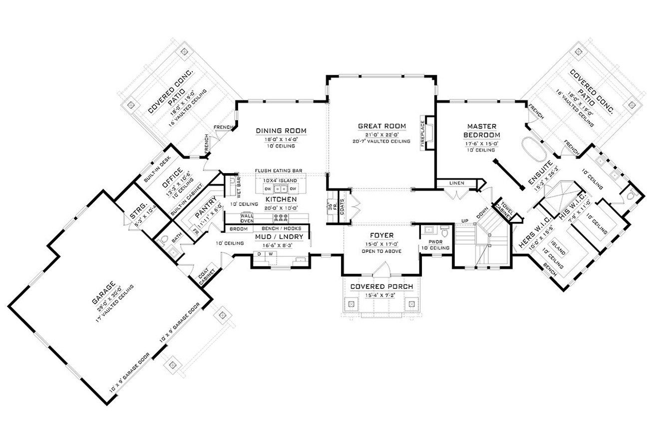 Craftsman House Plan - 59535 - 1st Floor Plan