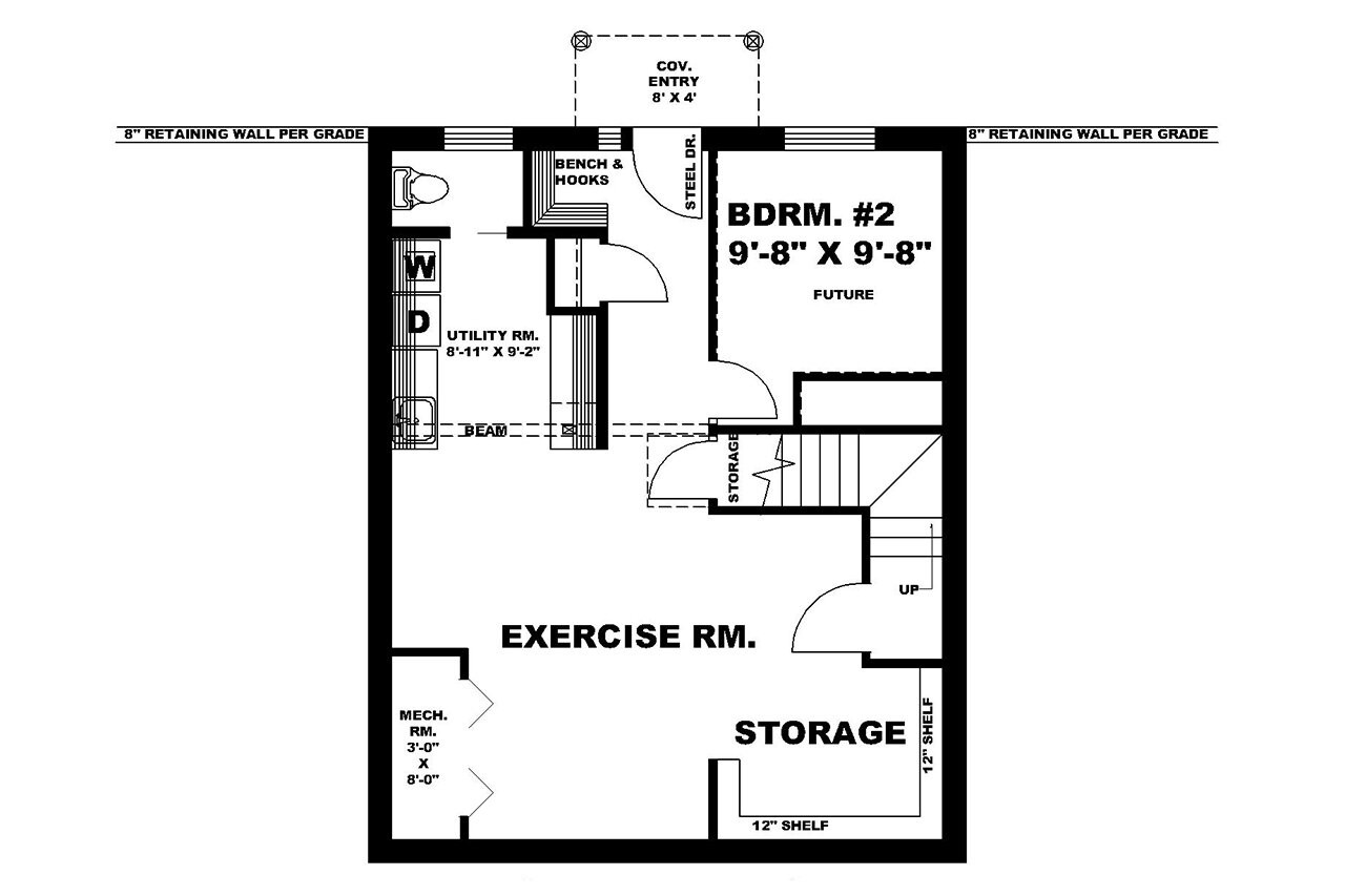 Secondary Image - Contemporary House Plan - 71445 - Basement Floor Plan