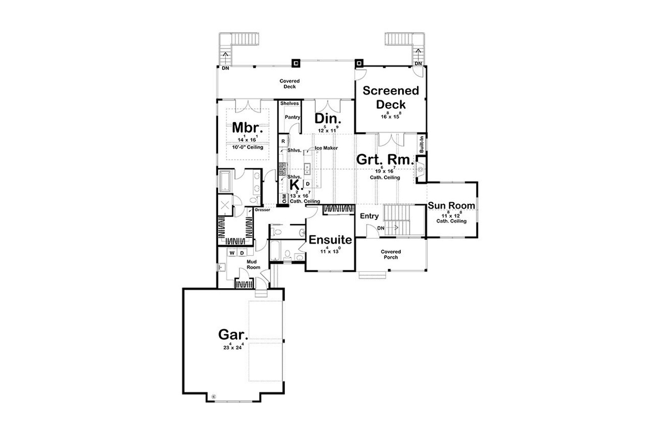 Craftsman House Plan - Bull Lake 18783 - 1st Floor Plan