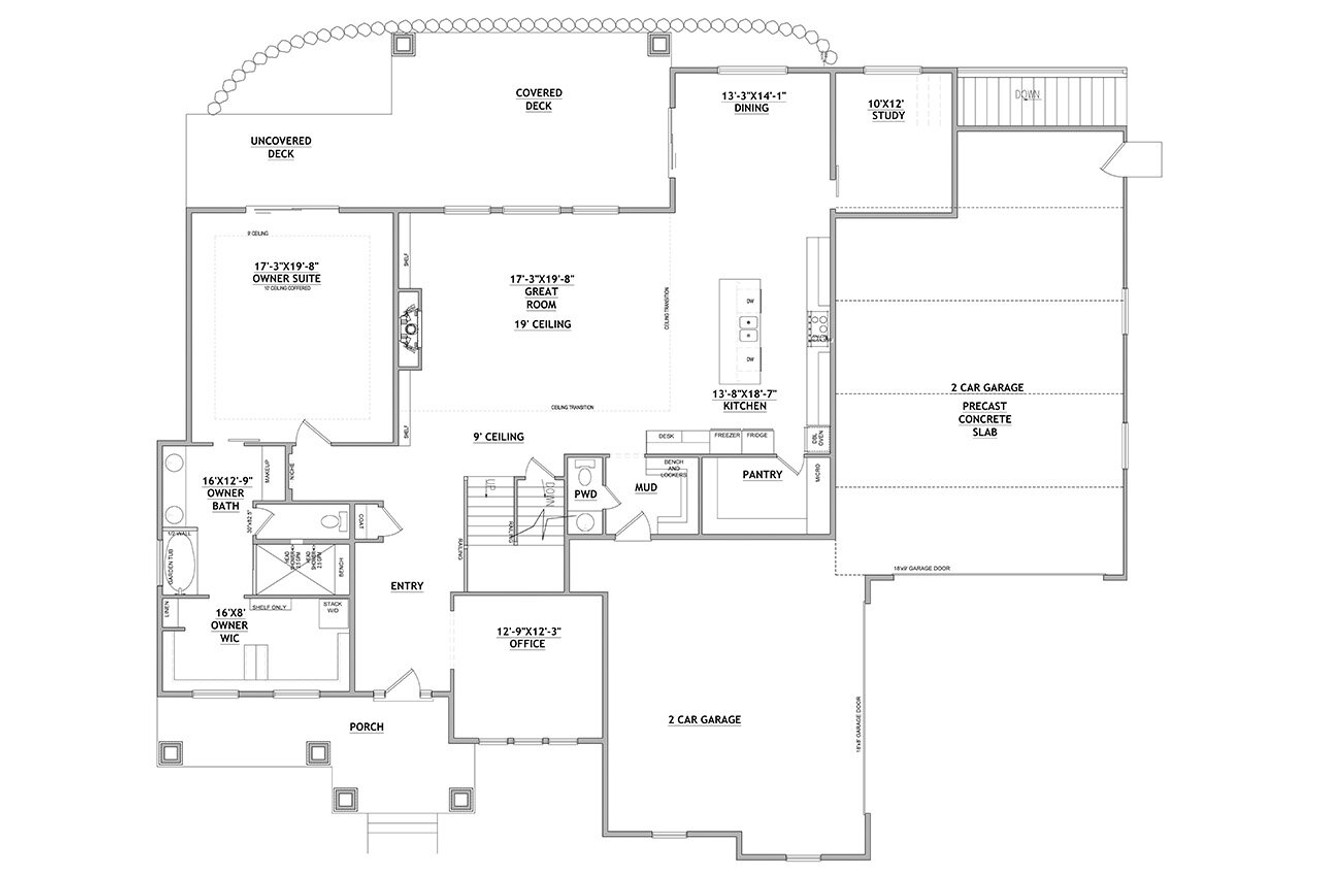 Farmhouse House Plan - Hatch 59670 - 1st Floor Plan