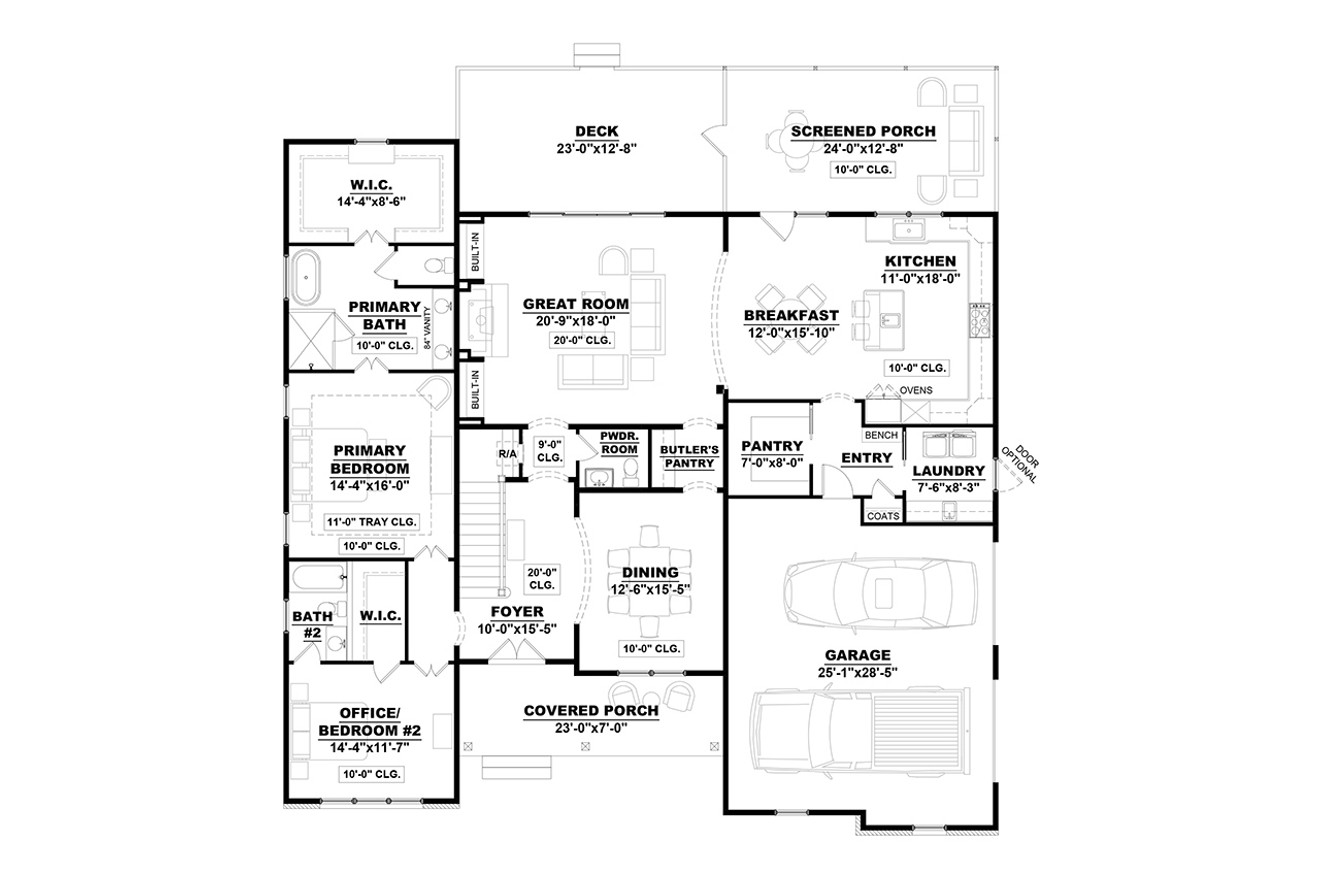 Country House Plan - Raines 3 74638 - 1st Floor Plan