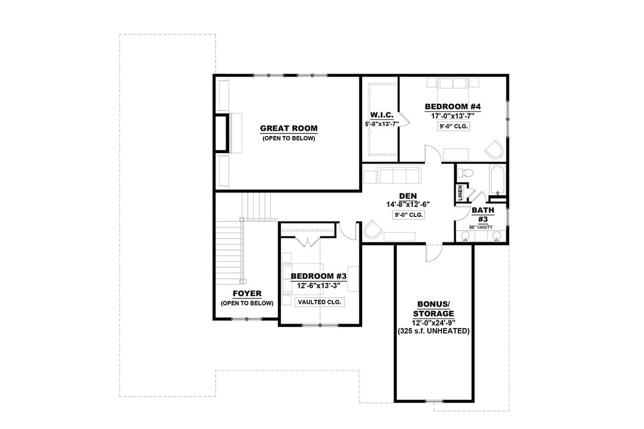 Country House Plan - Raines 3 74638 - 2nd Floor Plan