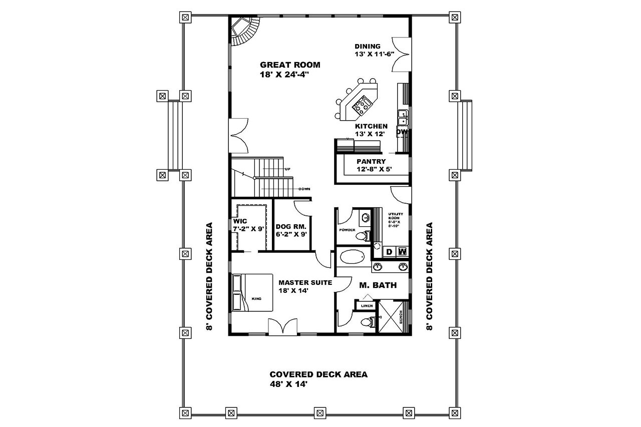 Mountain Rustic House Plan - 12467 - 1st Floor Plan