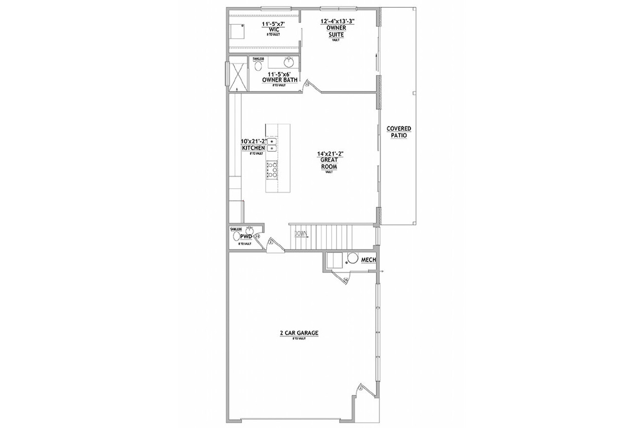 Contemporary House Plan - 63865 - 1st Floor Plan