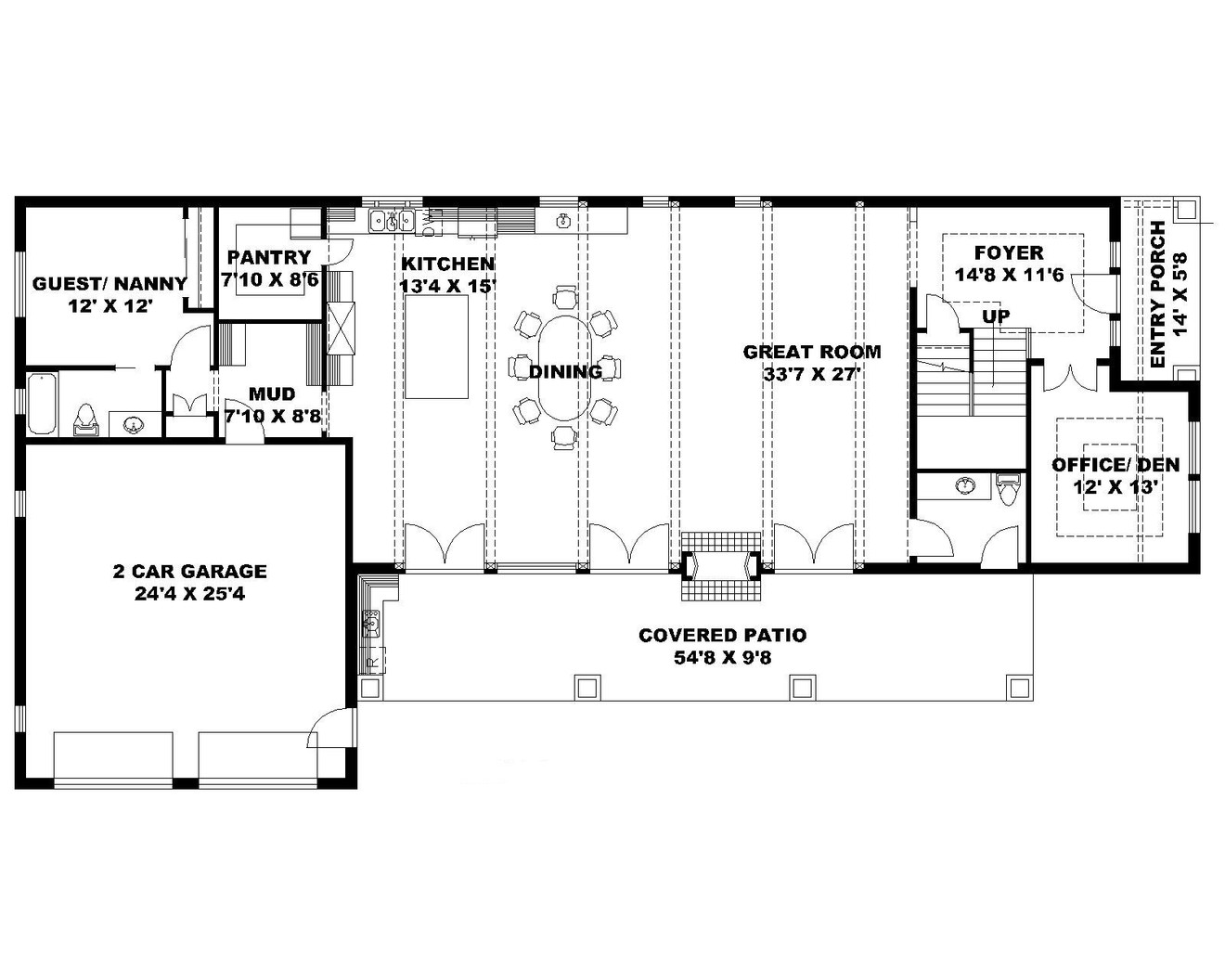 Colonial House Plan - 57655 - 1st Floor Plan