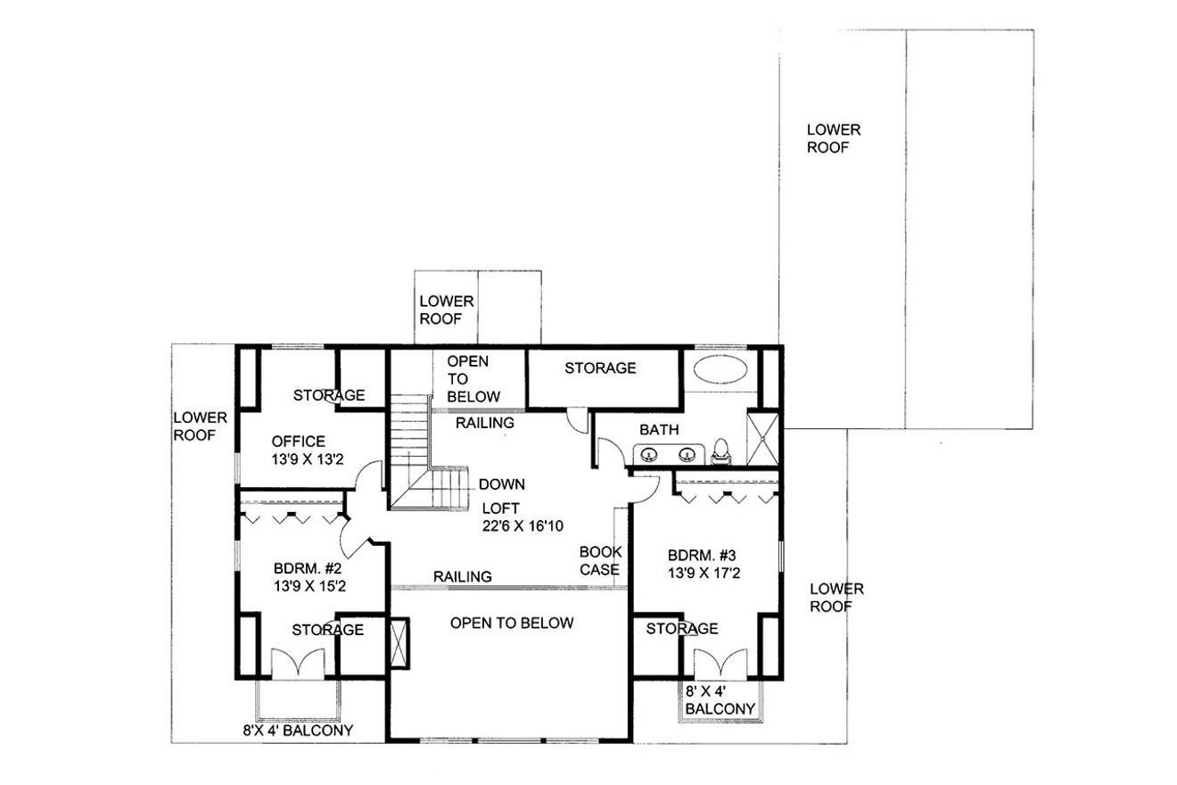 Secondary Image - Craftsman House Plan - 55143 - 2nd Floor Plan