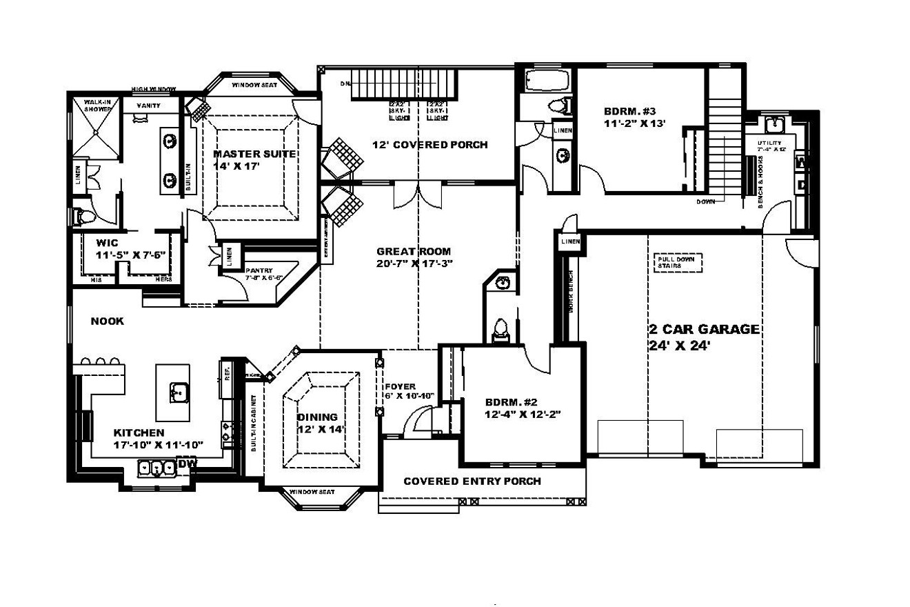 Craftsman House Plan - 62421 - 1st Floor Plan