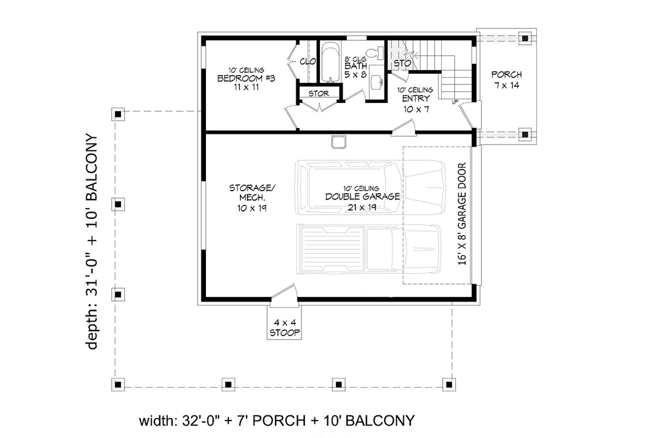 Contemporary House Plan - Valley Eagle 95146 - 1st Floor Plan