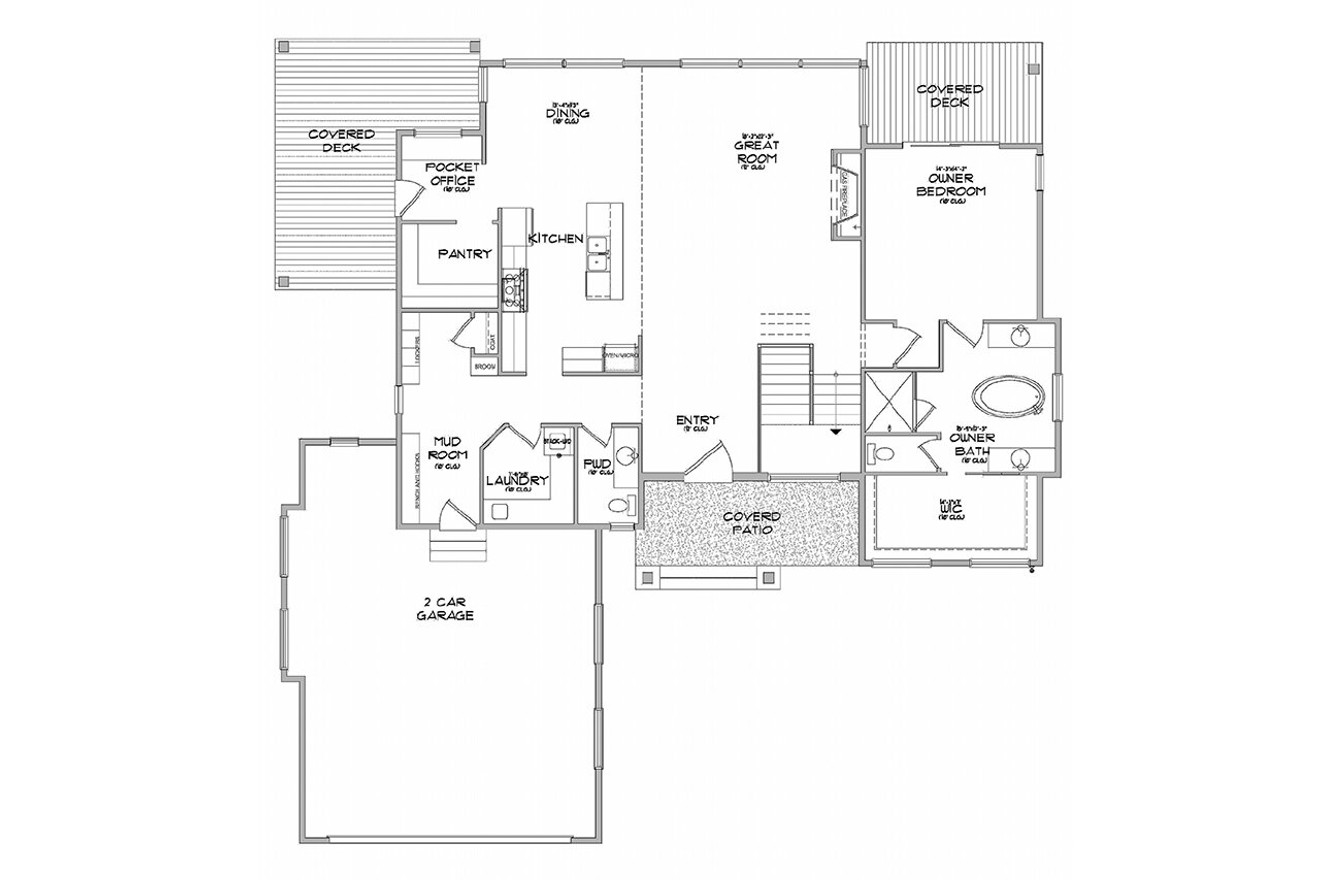 Mountain Rustic House Plan - 19025 - 1st Floor Plan
