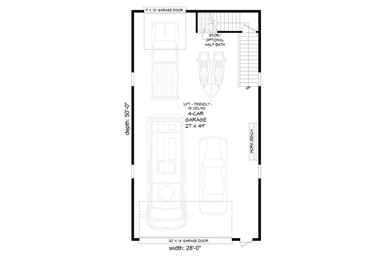 Country House Plan - Peach Orchard RV Barndo 2 22104 - 1st Floor Plan