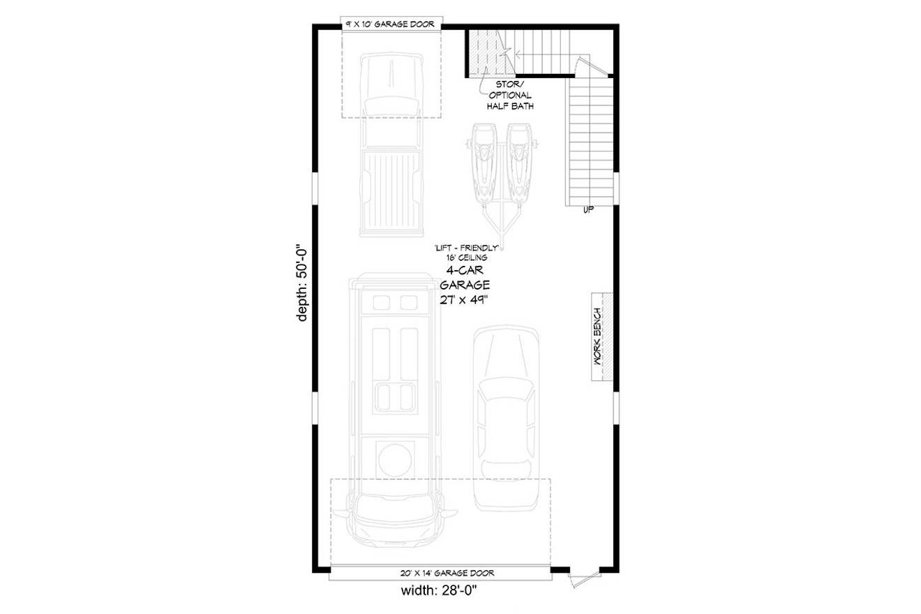 Country House Plan - Peach Orchard RV Barndo 2 22104 - 1st Floor Plan